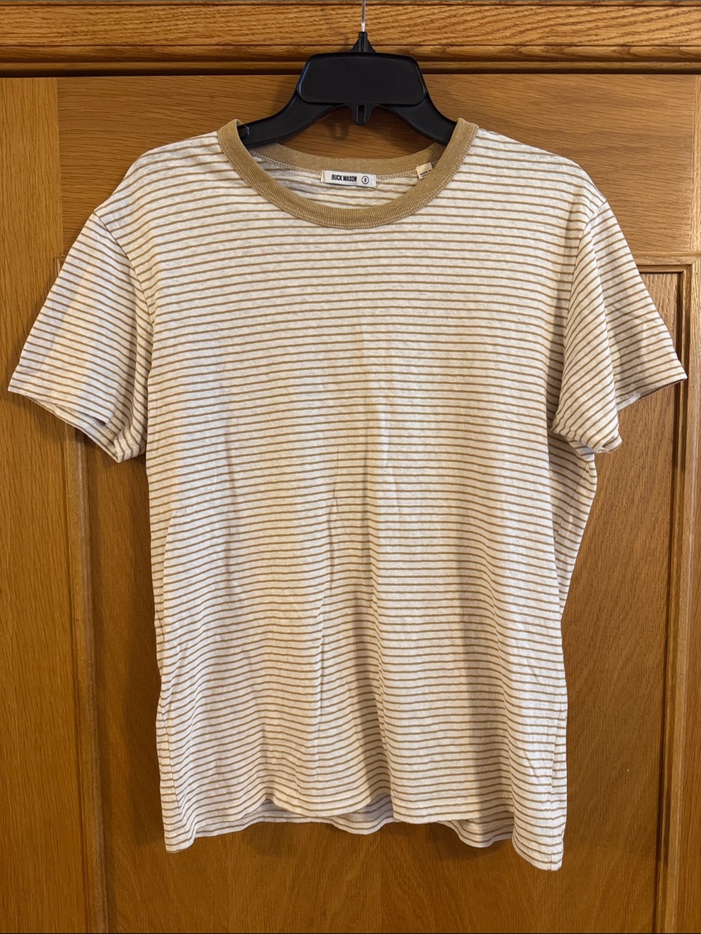 Buck Mason Striped Ringer Tee Cream Tan Cotton T-Shirt Mens Size Small